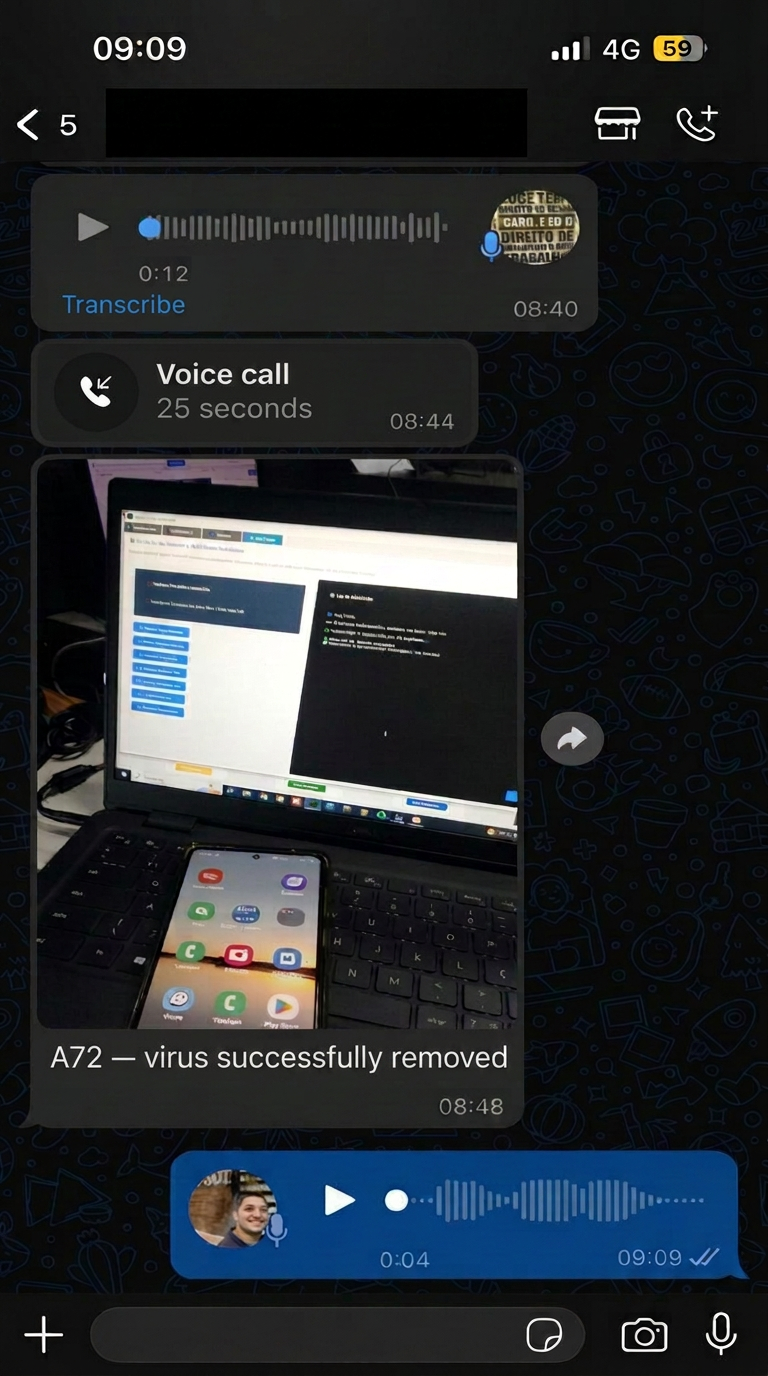 Moto G55 · virus removed without losing the customer's data.
